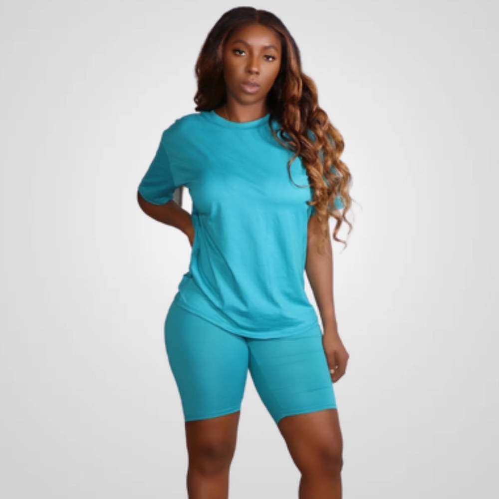 NOT SO BASIC BIKER SHORTS SET IN JADE